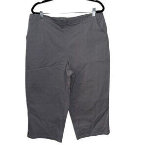 Croft & Barrow Womens XL Gray Cotton/Spandex Capri Pants With Side Button Detail